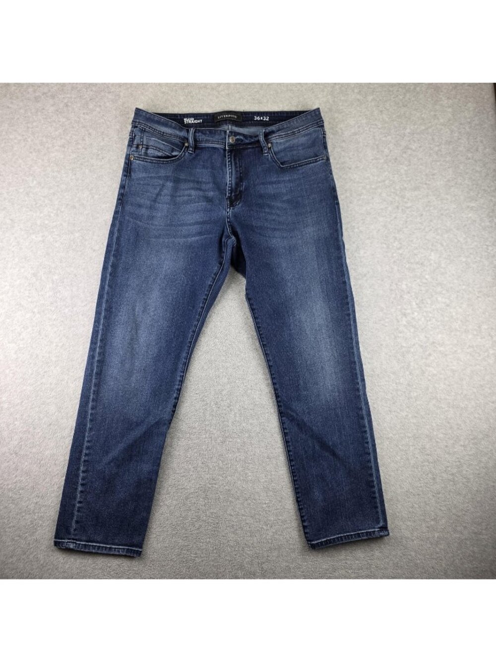 Liverpool Jeans Mens 36x32 Blue Relaxed Straight Medium Wash Stretch Denim